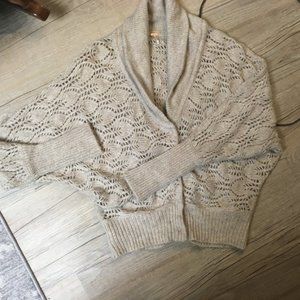Free People Biege Open Weave Cardigan Sz L